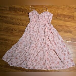 Pink Floral Midi Dress